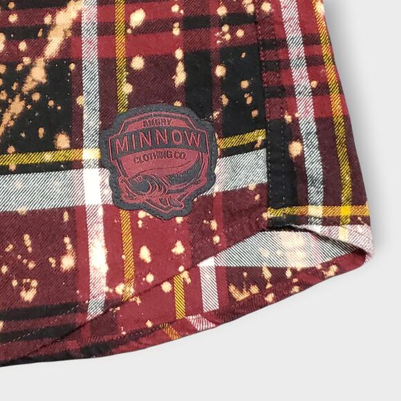 Angry Minnow Brushed Flannel Red Plaid Shirt Sz Lg "Money can't buy happiness" - Picture 8 of 12